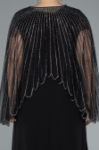 Long Black Chiffon Plus Size Evening Gown ABU4632
