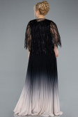 Long Black Chiffon Plus Size Evening Gown ABU4633