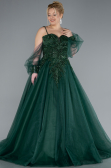Long Emerald Green Plus Size Engagement Dress ABU3822