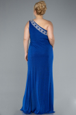 Sax Blue One Shoulder Slit Glittered Long Plus Size Prom Dress ABU4601