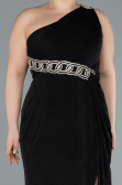 Black One Shoulder Slit Glittered Long Plus Size Prom Dress ABU4601