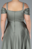 Long Olive Drab Satin Plus Size Evening Dress ABU3277