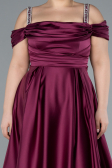 Long Violet Satin Plus Size Evening Dress ABU3277