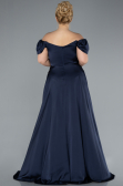 Navy Blue Long Satin Plus Size Evening Dress ABU4576