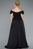 Black Long Satin Plus Size Evening Dress ABU4576