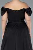 Black Long Satin Plus Size Evening Dress ABU4576