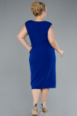 Sax Blue Sleeveless Midi Plus Size Party Dress ABK2190