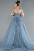 Grey Strapless Dantelle Plus Size Haute Couture Dress ABU4453