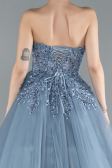 Grey Strapless Dantelle Plus Size Haute Couture Dress ABU4453