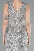 Beige Sleeveless Slit Long Sequin Evening Gown ABU4672