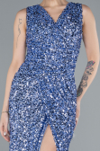 Indigo Sleeveless Slit Long Sequin Evening Gown ABU4672