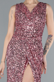 Powder Color Sleeveless Slit Long Sequin Evening Gown ABU4672