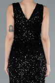 Black Sleeveless Slit Long Sequin Evening Gown ABU4672