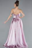 Powder Color Strapless Slit Long Satin Prom Dress ABU4680