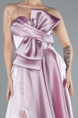 Powder Color Strapless Slit Long Satin Prom Dress ABU4680