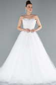 White Strapless Dantelle Long Plus Size Wedding Dress ABG122