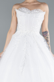 White Strapless Dantelle Long Plus Size Wedding Dress ABG122