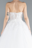 White Strapless Dantelle Long Plus Size Wedding Dress ABG122