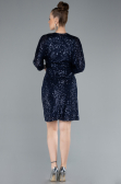Navy Blue Short Scaly Invitation Dress ABK1912