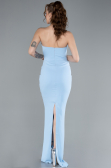 Light Blue Stoned Strapless Neck Long Mermaid Evening Gown ABU4687