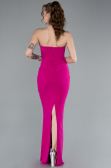 Fuchsia Stoned Strapless Neck Long Mermaid Evening Gown ABU4687