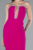 Fuchsia Stoned Strapless Neck Long Mermaid Evening Gown ABU4687