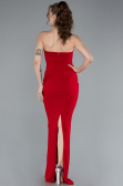 Red Stoned Strapless Neck Long Mermaid Evening Gown ABU4687