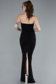 Black Stoned Strapless Neck Long Mermaid Evening Gown ABU4687