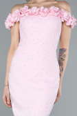Powder Color Boat Neck Beaded Midi Cocktail Dress ABK2248