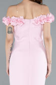 Powder Color Boat Neck Beaded Midi Cocktail Dress ABK2248