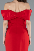 Red Boat Neck Midi Cocktail Dress ABK2263