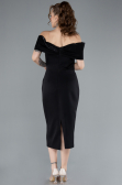 Black Boat Neck Midi Cocktail Dress ABK2263