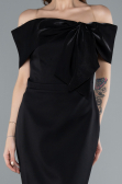 Black Boat Neck Midi Cocktail Dress ABK2263