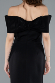 Black Boat Neck Midi Cocktail Dress ABK2263