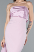 Powder Color Strapless Satin Train Evening Gown ABU4690