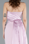 Powder Color Strapless Satin Train Evening Gown ABU4690