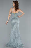 Mint One Shoulder Slit Long Glitter Mermaid Evening Gown ABU4697