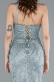Mint One Shoulder Slit Long Glitter Mermaid Evening Gown ABU4697