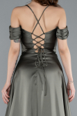 Olive Drab Off The Shoulder Slit Long Satin Prom Dress ABU4703