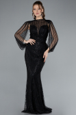 Black Stoned Long Evening Gown ABU3981