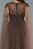 Brown Beaded Cape Long Haute Couture Dress ABU4707