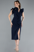 Navy Blue Slit Midi Cocktail Dress ABK2277