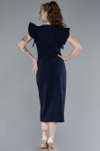 Navy Blue Slit Midi Cocktail Dress ABK2277