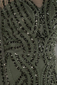 Olive Drab Beaded Cape Long Haute Couture Dress ABU4709