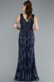Long Navy Blue Plus Size Evening Gown ABU4717