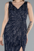 Long Navy Blue Plus Size Evening Gown ABU4717