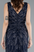 Long Navy Blue Plus Size Evening Gown ABU4717
