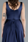 Long Navy Blue Satin Evening Dress ABU4715