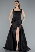 Long Black Satin Evening Dress ABU4715