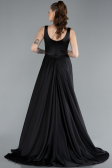 Long Black Satin Evening Dress ABU4715